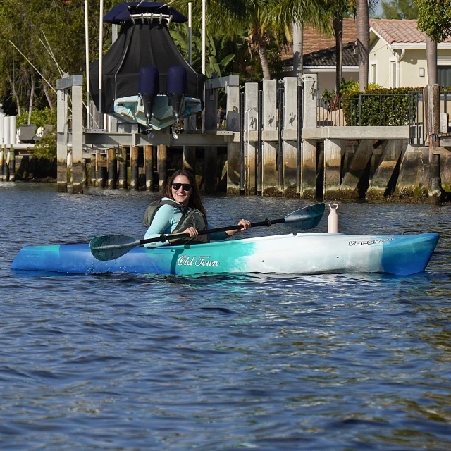 Paddling in the Old Town Vapor 10XT kayak with a Carlisle Magic Paddle