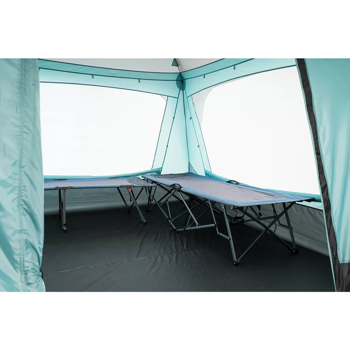 Jade Canyon X4 tent interior with cots set up