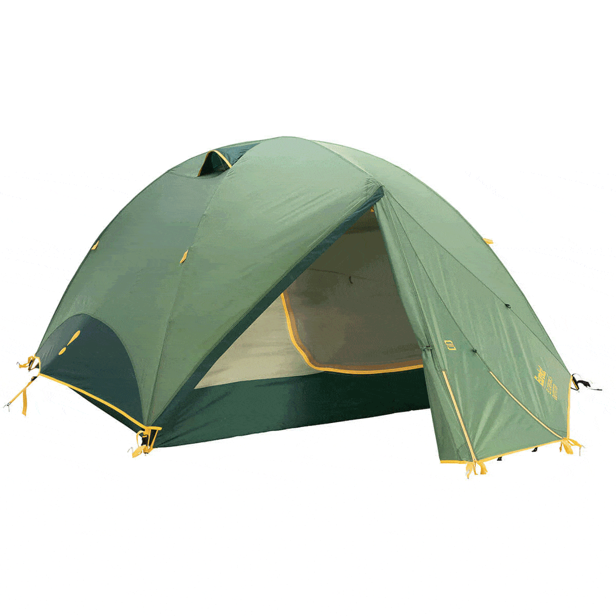 Eureka! El Capitan 3+ Outfitter Tent with rainfly on and door opening