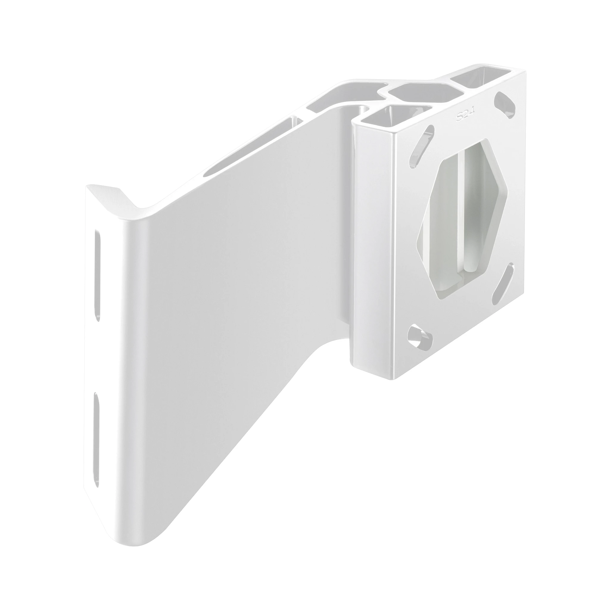 Angled view of white, 4" starboard jack plate for Raptor shallow water anchor