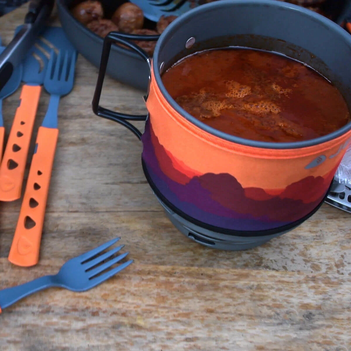 Chili cooked in the Jetboil MiniMo cooking system