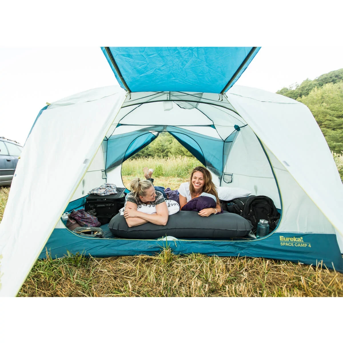 Women in a Space Camp 4 Person Tent