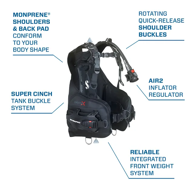 Hydros X BCD w/Air2, Men, Black, S - SCUBAPRO