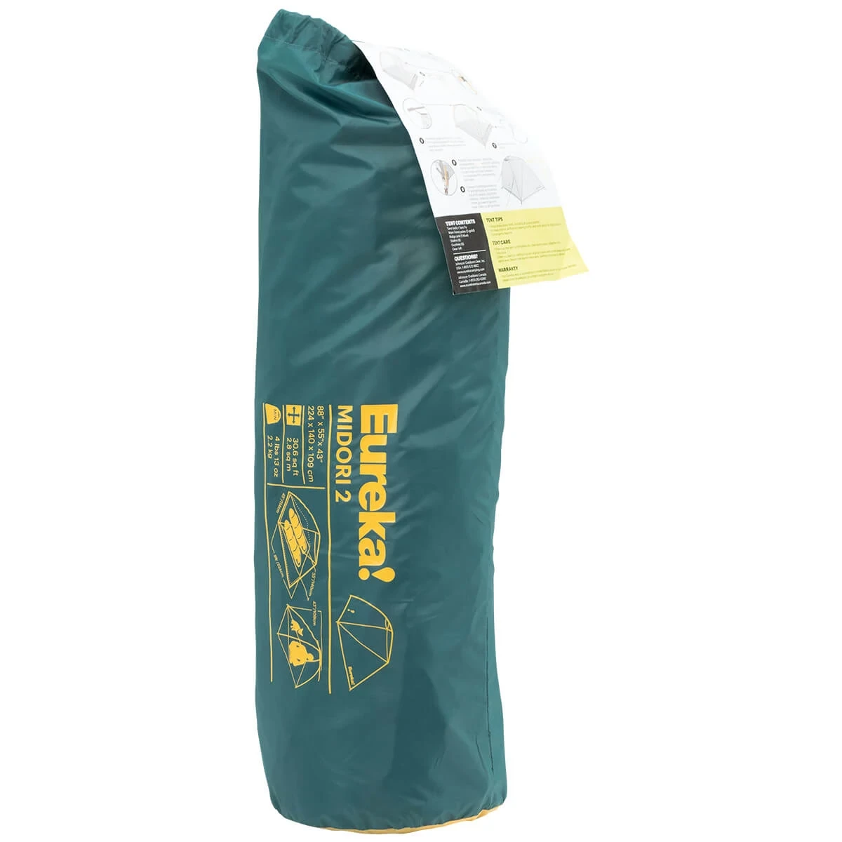 Packed Midori 2 tent in carry bag showing sewn in setup instructions