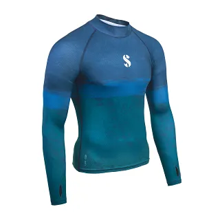 UPF 50 T-Flex Rash Guard, Long Sleeve, Men, Wave - Right