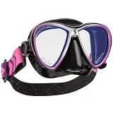 Synergy Twin Dive Mask w/Comfort Strap, Black/Purple/Silver Mirrored