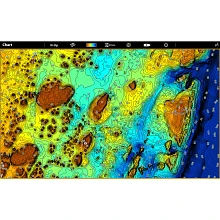 Map showing Shallow Water Highlight feature as multi-colored regions