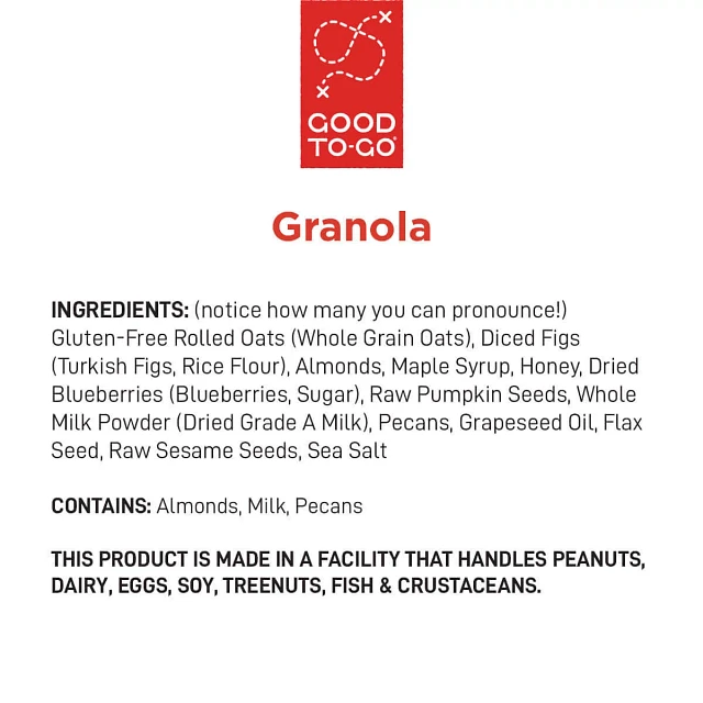 Good To-Go Granola Ingredients