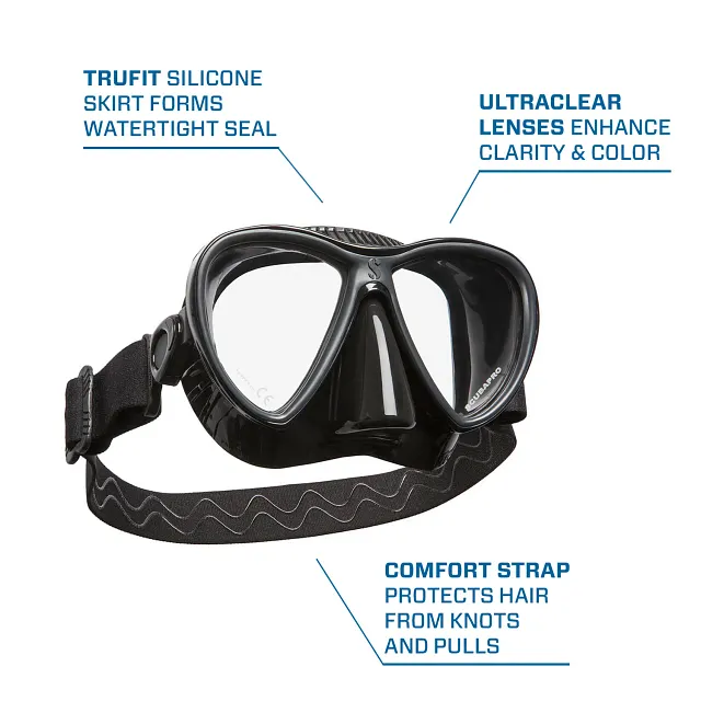 Synergy Twin Trufit Dive Mask, w/Comfort Strap, Full Black
