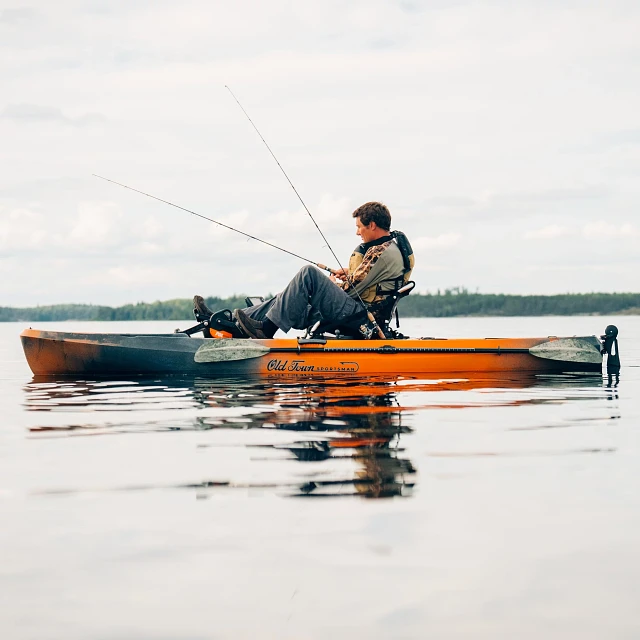 Fishing and pedaling in the Old Town Sportsman PDL 120 fishing kayak