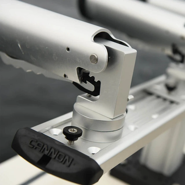 Closeup of Dual Axis Rod Holders mounted on Aluminum Mounting Track
