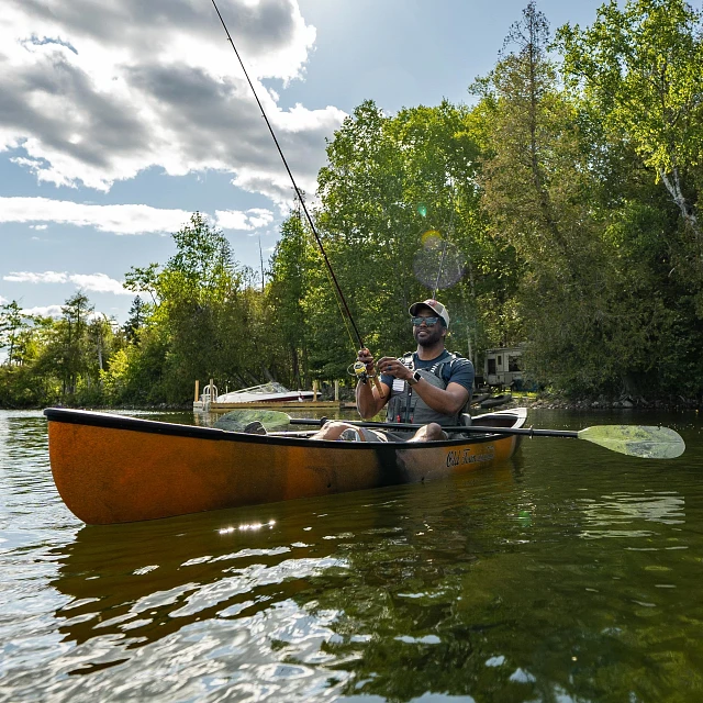 Fishing in the Old Town Sportsman Discovery Solo 119 canoe