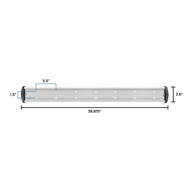 36-inch aluminum mounting track overhead view with measurements