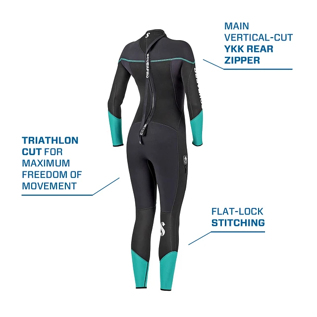 Sport Steamer, Women, 3mm, Black/Caribbean, XS Sport Steamer, Women, 3mm, Black/Caribbean, XS