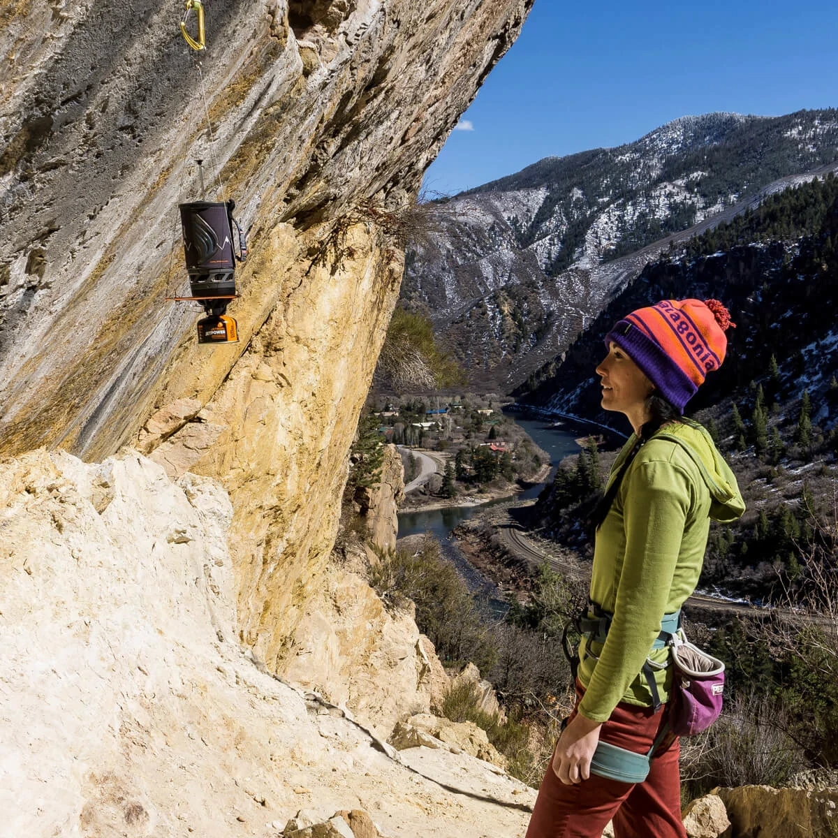 Rock climbing with the Jetboil Hanging Kit