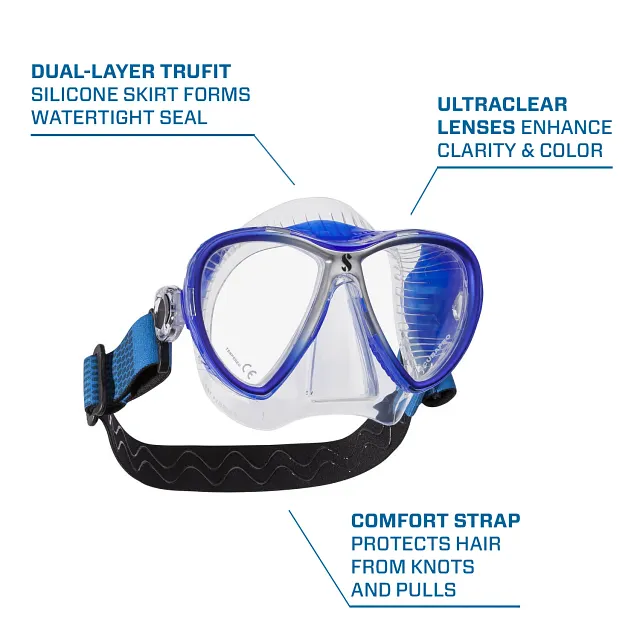 Synergy 2 Twin Trufit Dive Mask, Clear/Blue