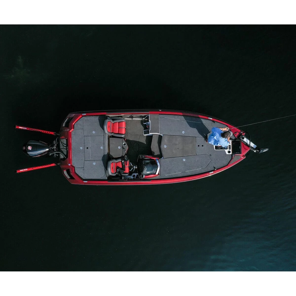 Aerial shot of Raptors anchoring a bass boat