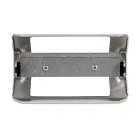 Humminbird In-Dash Mounting Kit - XPLORE: A rectangular, U-shaped mounting bracket, with a silver metal frame, two horizontal bars, two visible screws on the bottom bar, and black plastic inserts on the sides.