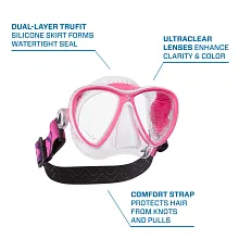 Synergy 2 Twin Trufit Dive Mask, Clear/White-Pink