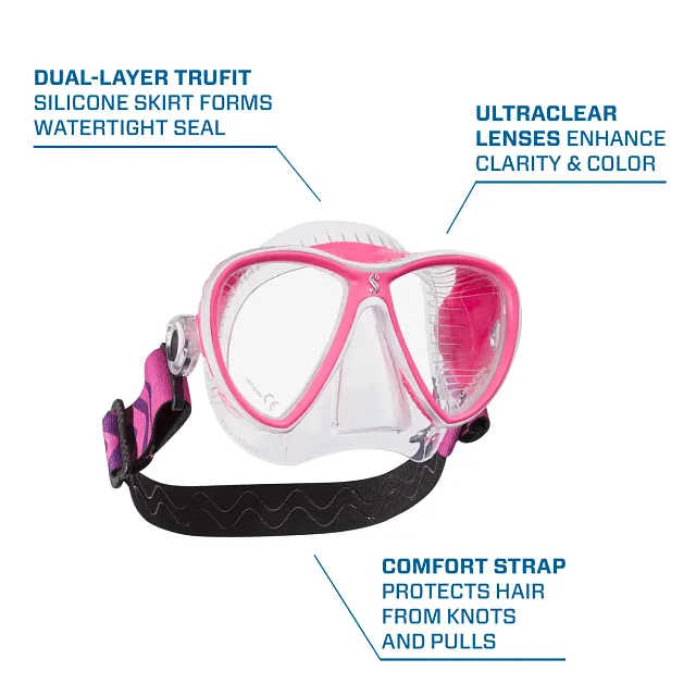 Synergy 2 Twin Trufit Dive Mask, Clear/White-Pink