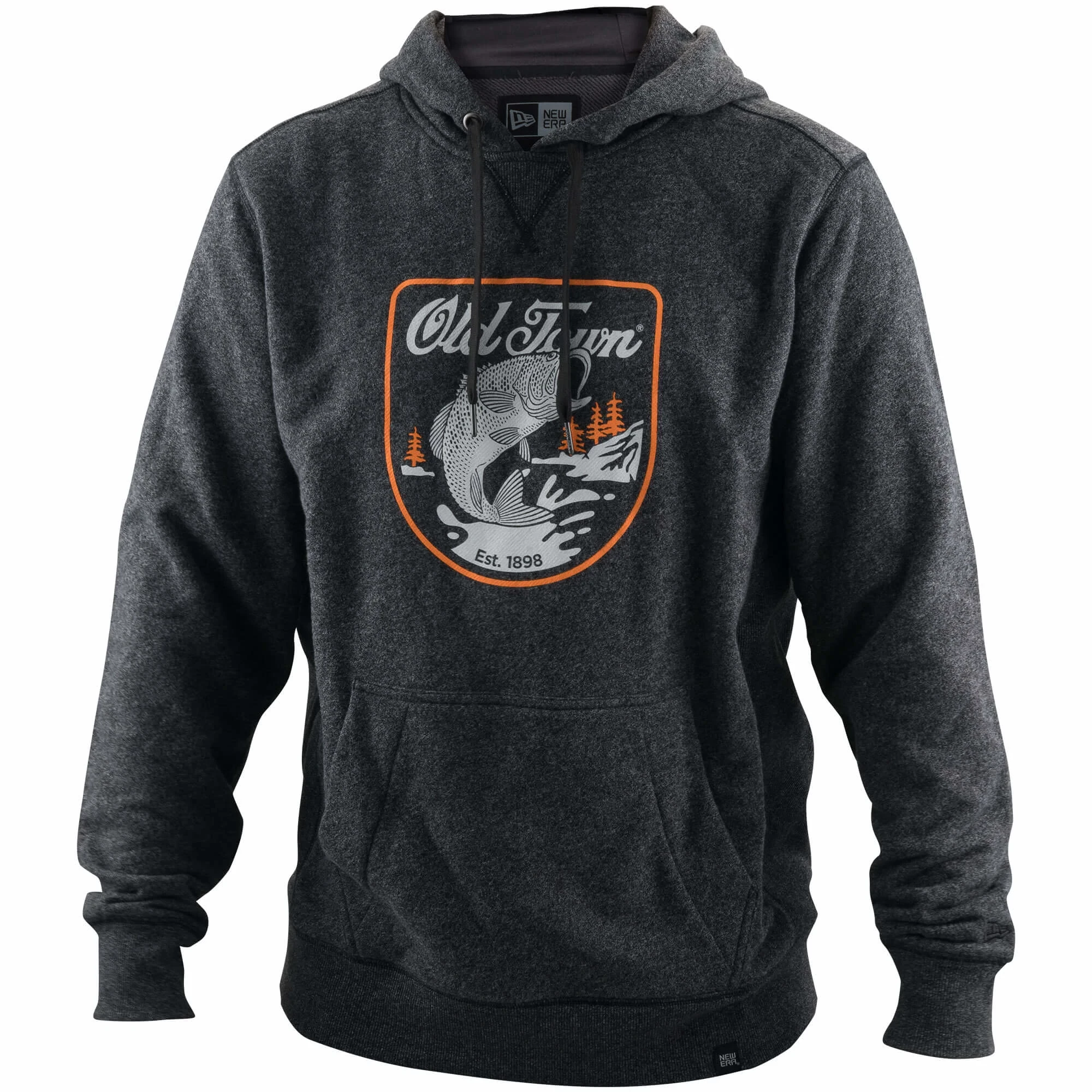 Men's French Terry Pullover Hoodie - Bass Fish in Black Twist