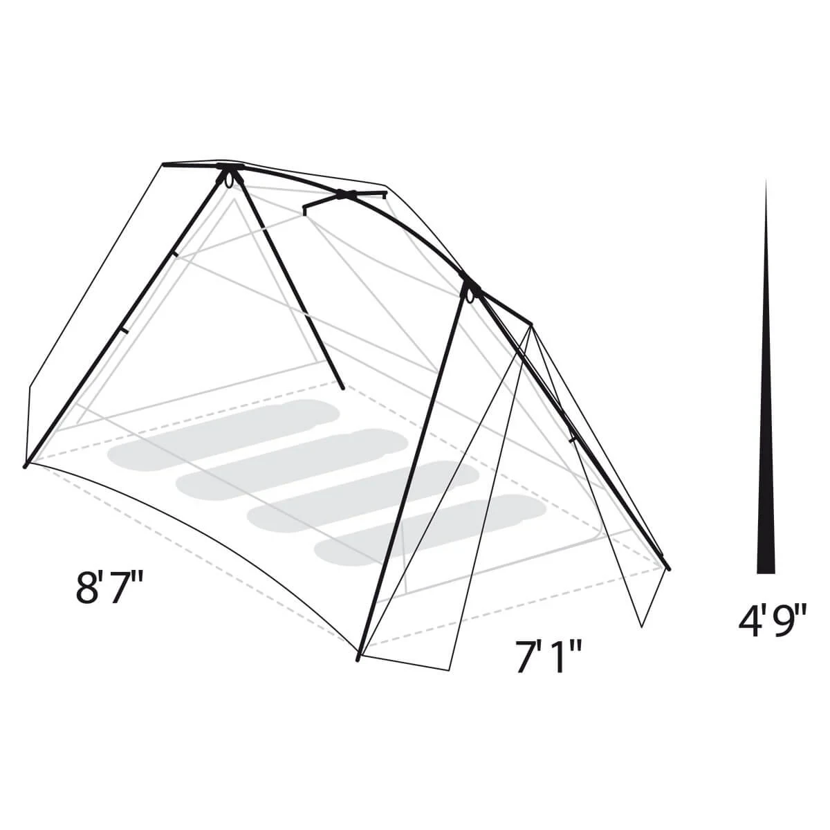 Timberline SQ Outfitter 4 person tent spec diagram