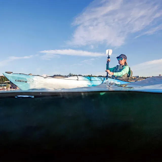 Paddling in the Old Town Castine Touring Kayak