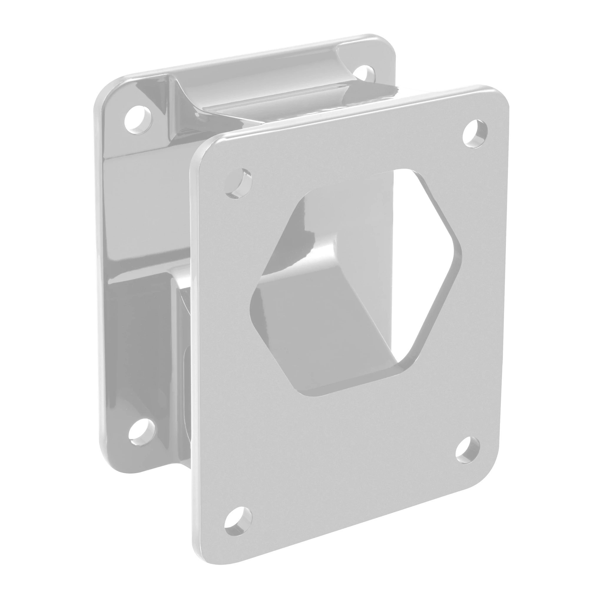 Angled view of white, setback bracket for Raptor shallow water anchor
