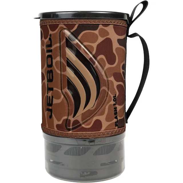 Packed Jetboil Flash 1.0L Fast Boil System Duck Camo in cooking cup