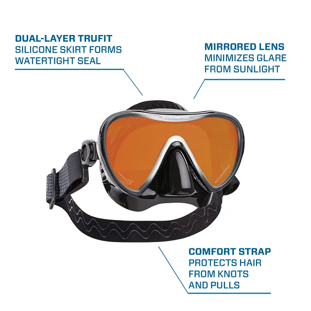 Synergy 2 Trufit Dive Mask, Black/Silver/Mirrored