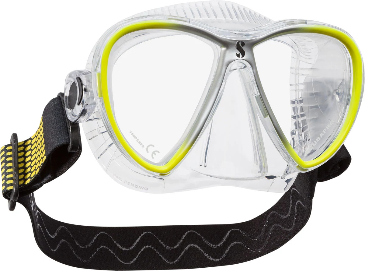 Synergy Twin Trufit Dive Mask, Clear/Yellow/Silver