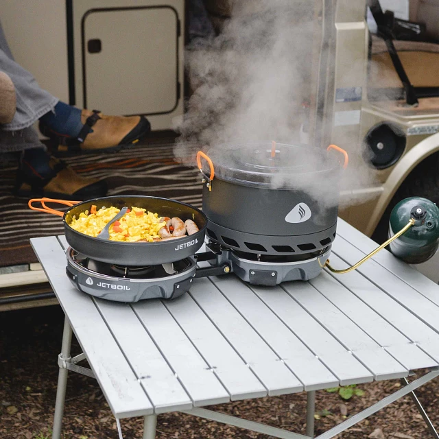 Cooking a meal on the Jetboil Genesis Basecamp System