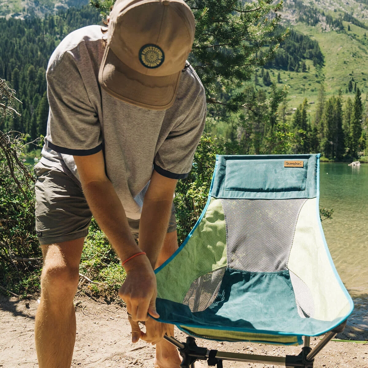 Taking the Eureka! Tagalong Comfort Camp Chair of of carry bag for set up