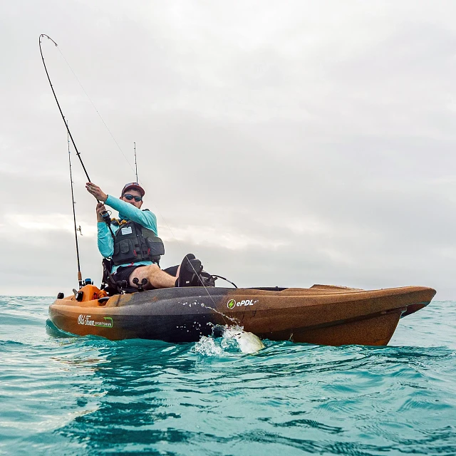 Fishing from the Old Town Sportsman BigWater ePDL+ 132 fishing kayak