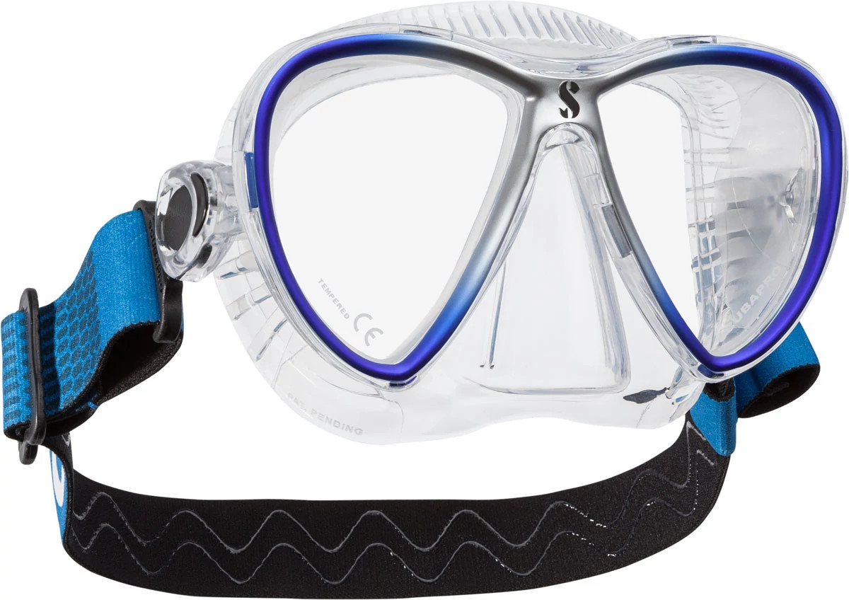 Synergy Twin Trufit Dive Mask, Clear/Blue/Silver