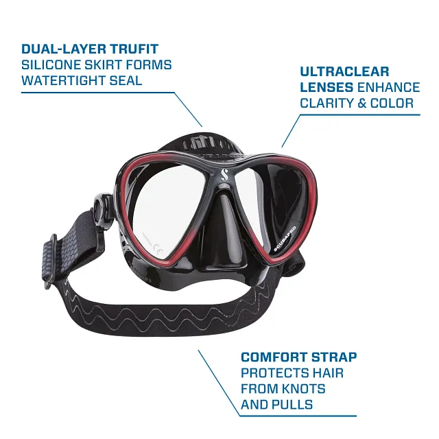 Synergy 2 Twin Trufit Dive Mask, Black/Red