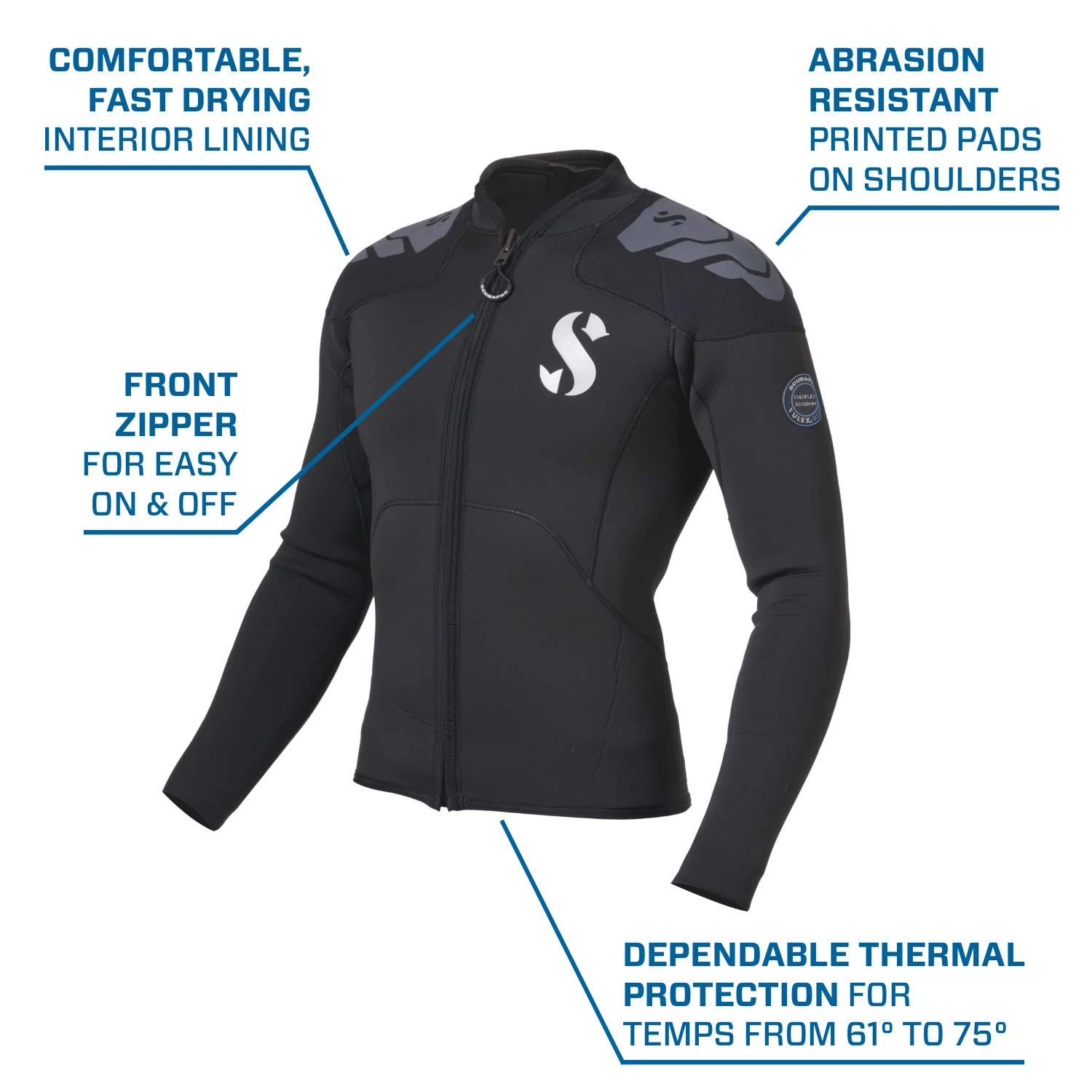 Everflex YULEX® Dive Long Sleeve Top, Men, 3mm SCUBAPRO