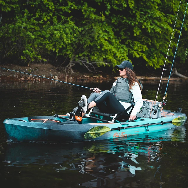 Fishing and pedaling in the Old Town Sportsman PDL 120 fishing kayak