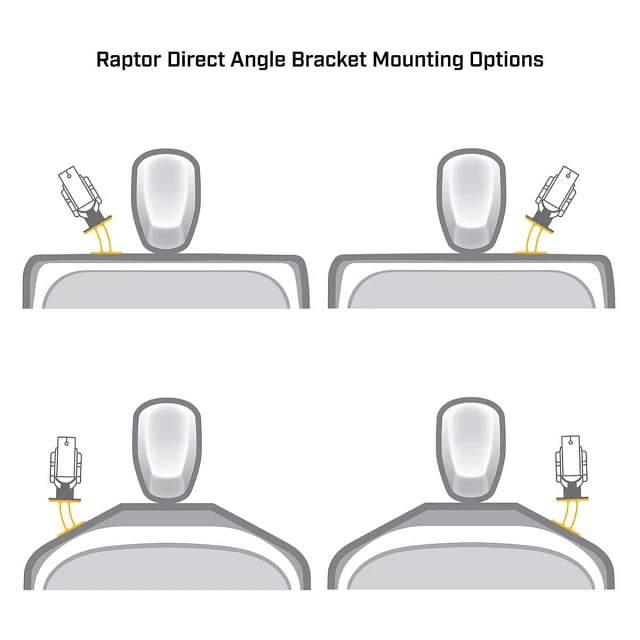 Illustration showing brackets mounted to boat in different configurations