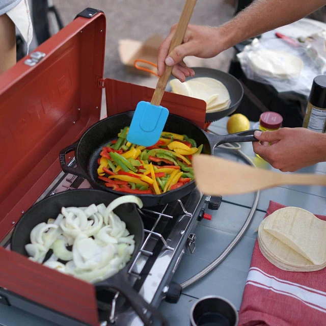 Sautéing onions and green peppers on the Spire Camp Stove