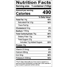 Good To-Go Oatmeal Nutritional Info