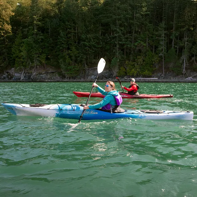 Paddling in the Old Town Castine Touring Kayak