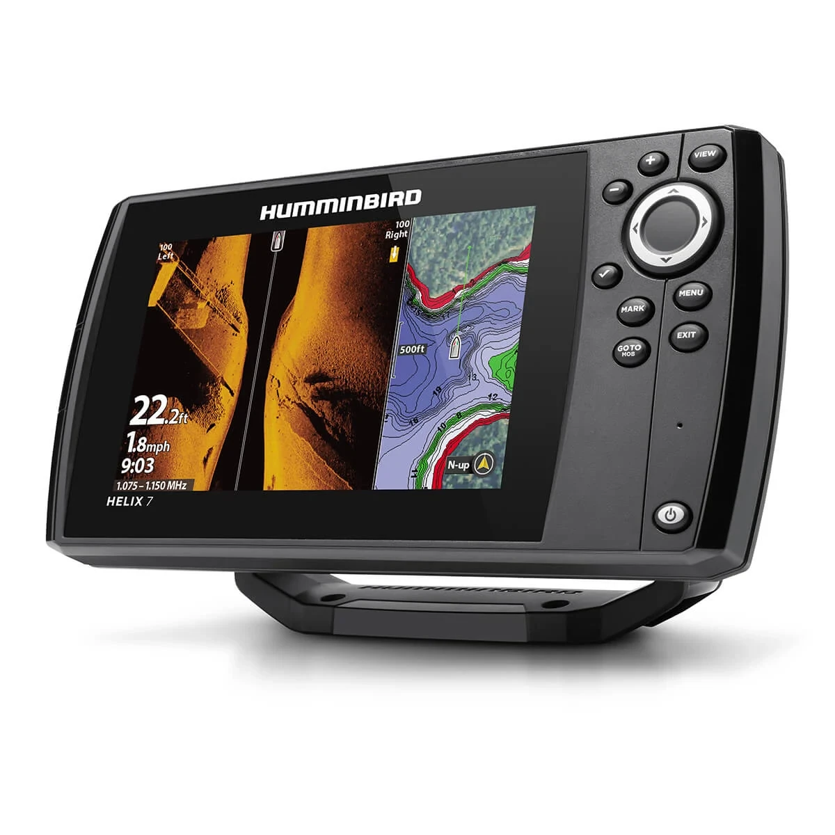 HELIX 7 CHIRP MEGA Side Imaging GPS G4 viewing at a left angle