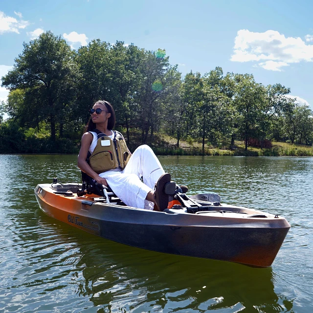 Relaxing and pedaling in the Old Town Sportsman PDL 106 fishing kayak