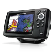 HELIX 5 CHIRP GPS G2 left-angled view with split-screen of Sonar Imaging and Map