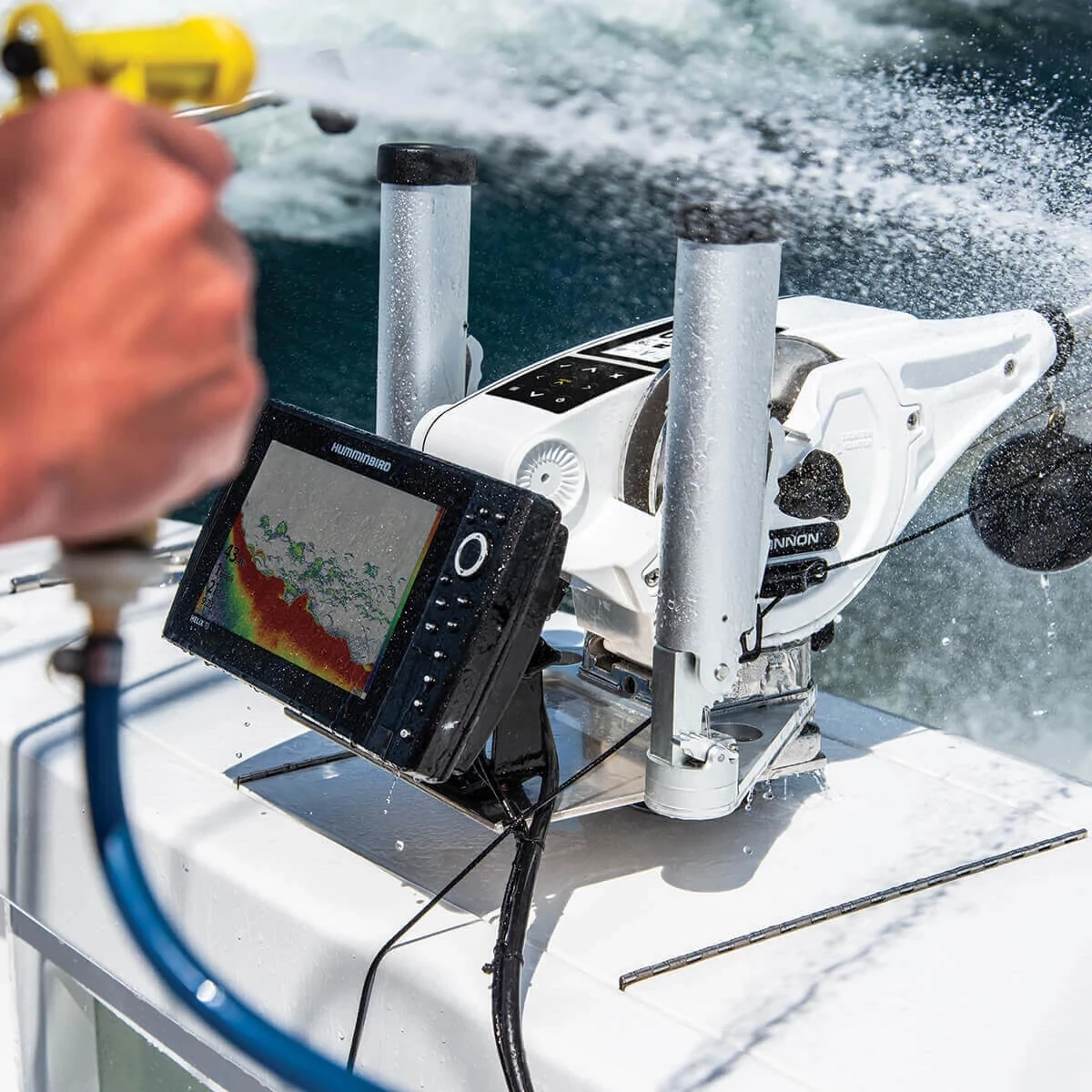 Downrigger Mount shown in use on boat